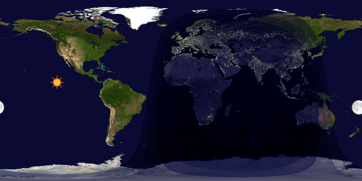 Verdenskart som viser dag og natt 