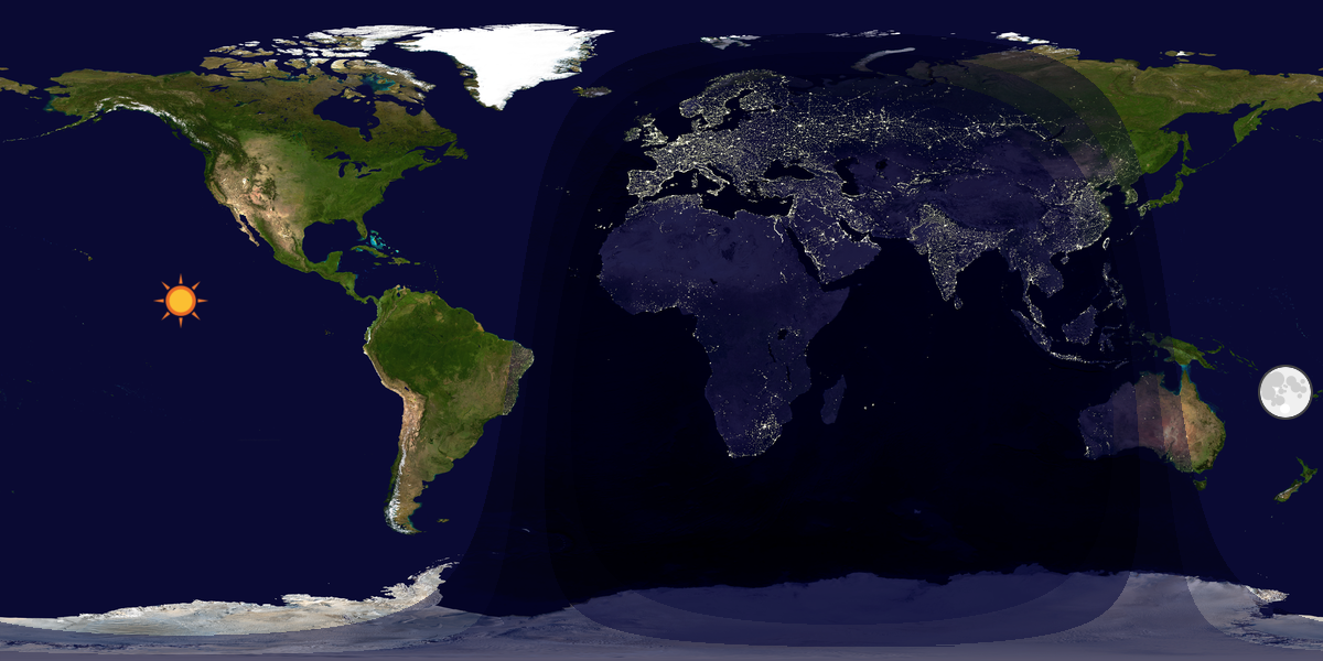 Verdenskart som viser dag og natt 