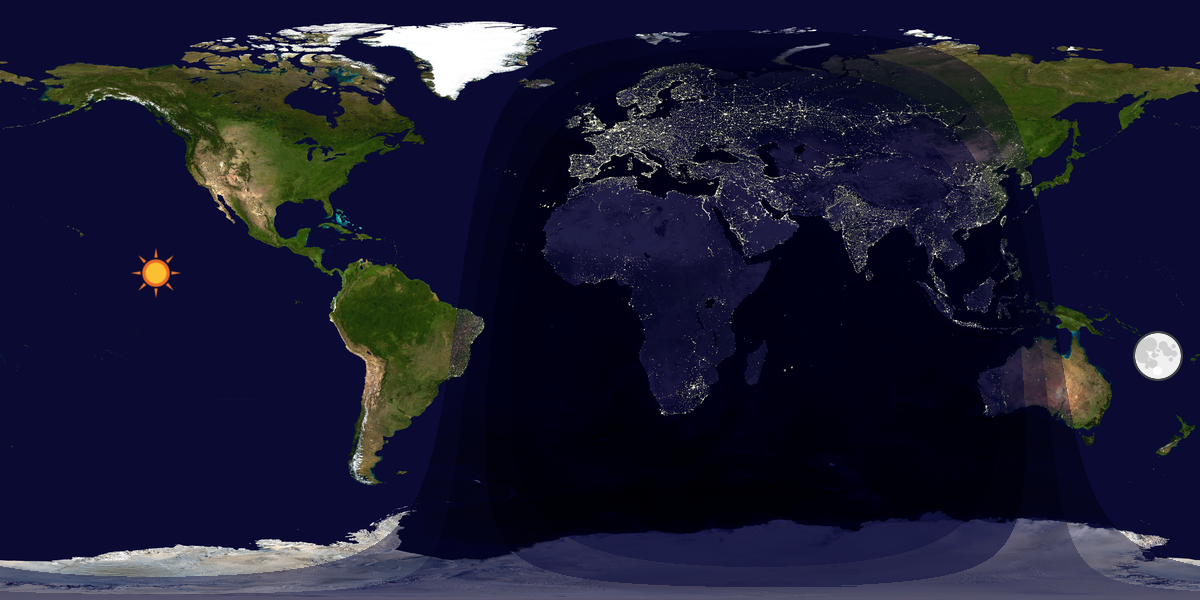Verdenskart som viser dag og natt 