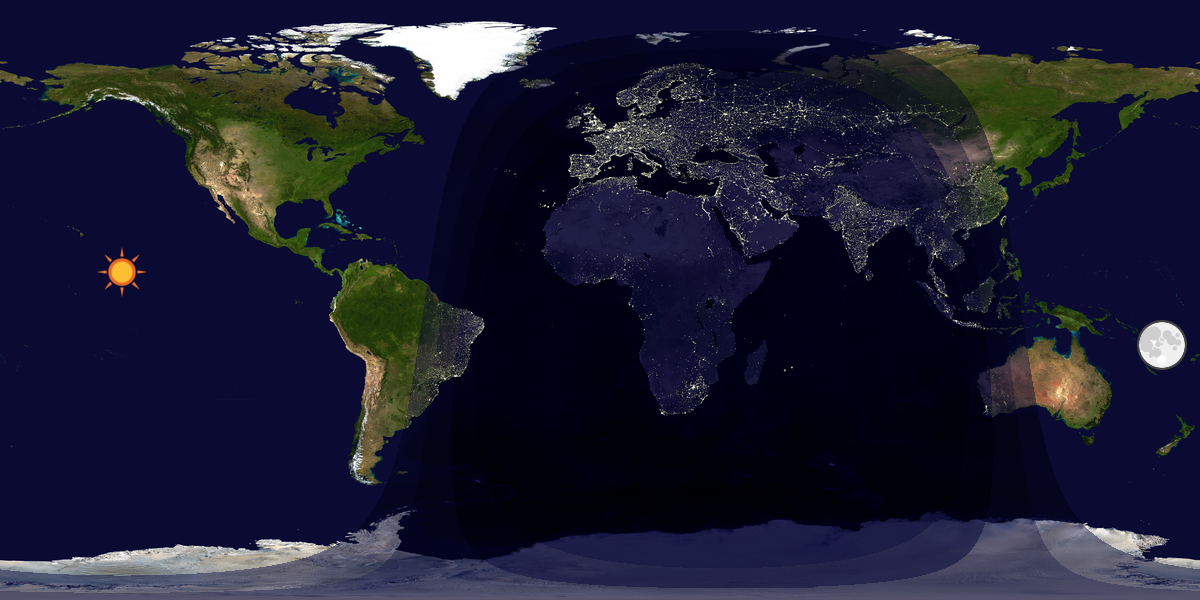 Verdenskart som viser dag og natt 