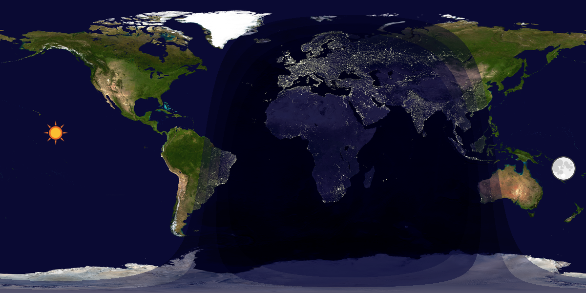 Verdenskart som viser dag og natt 