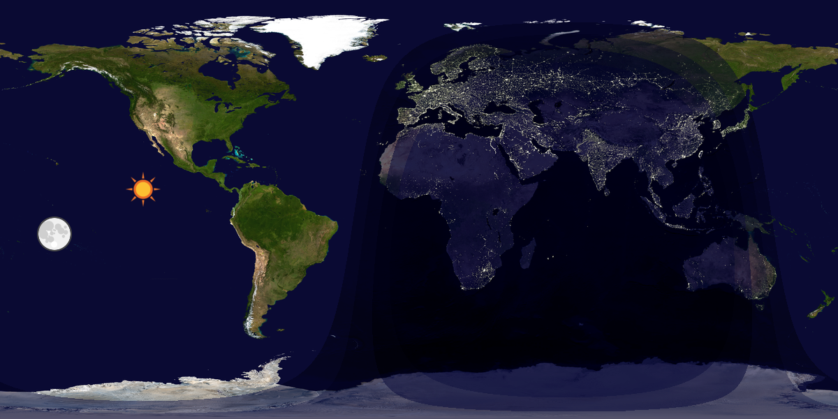 Verdenskart som viser dag og natt 