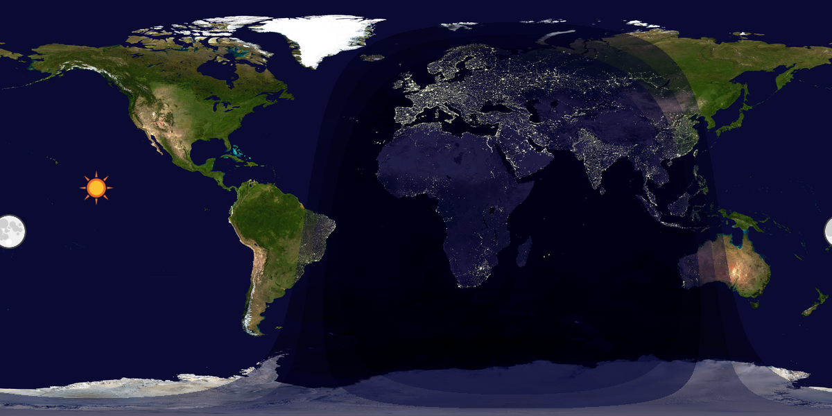 Verdenskart som viser dag og natt 