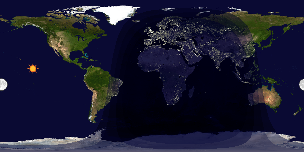 Verdenskart som viser dag og natt 