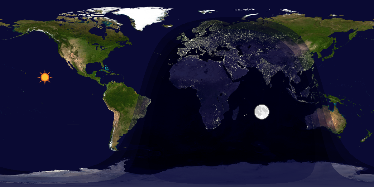 Verdenskart som viser dag og natt 