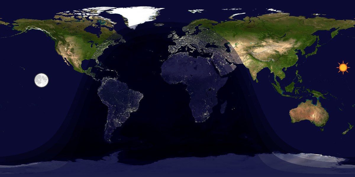 Verdenskart som viser dag og natt 