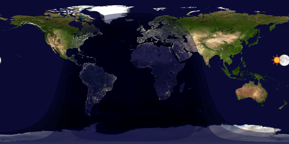 Verdenskart som viser dag og natt 