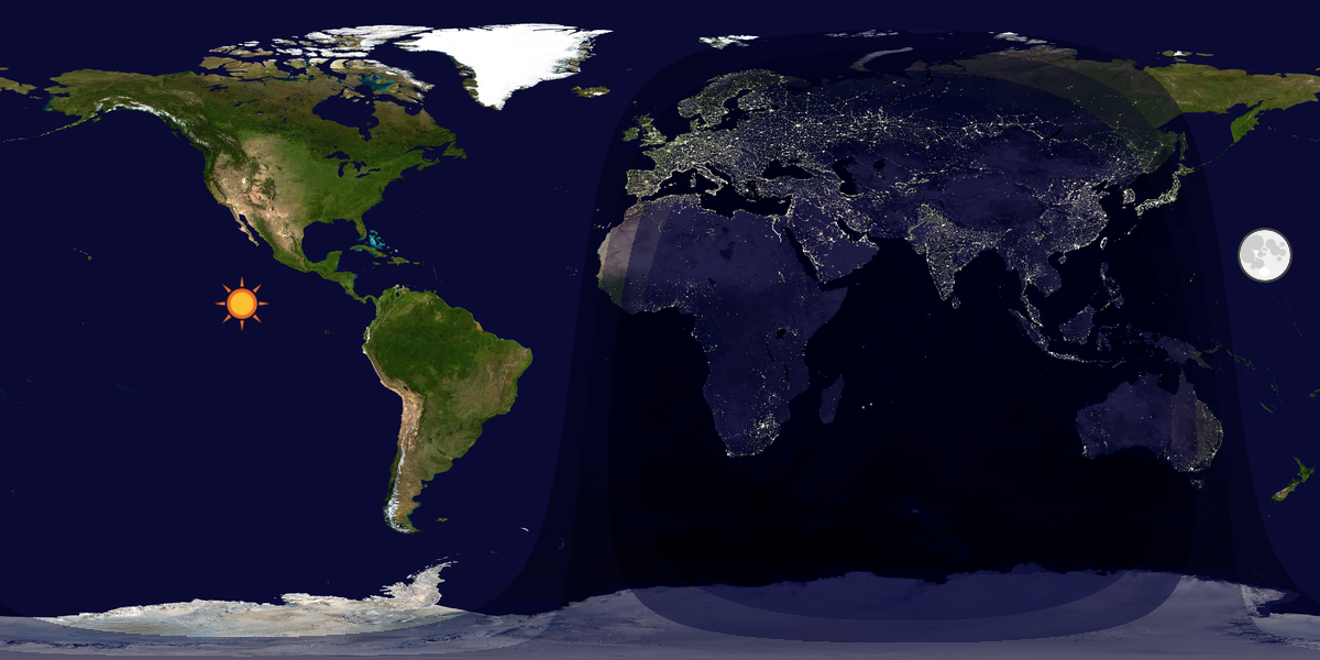 Verdenskart som viser dag og natt 
