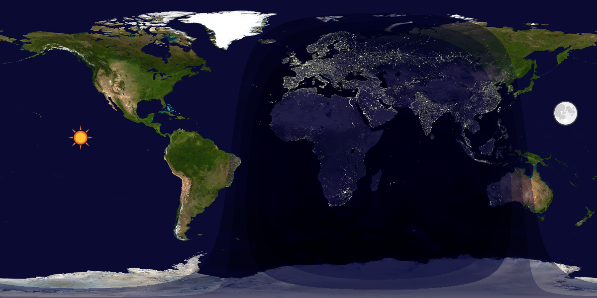 Verdenskart som viser dag og natt 