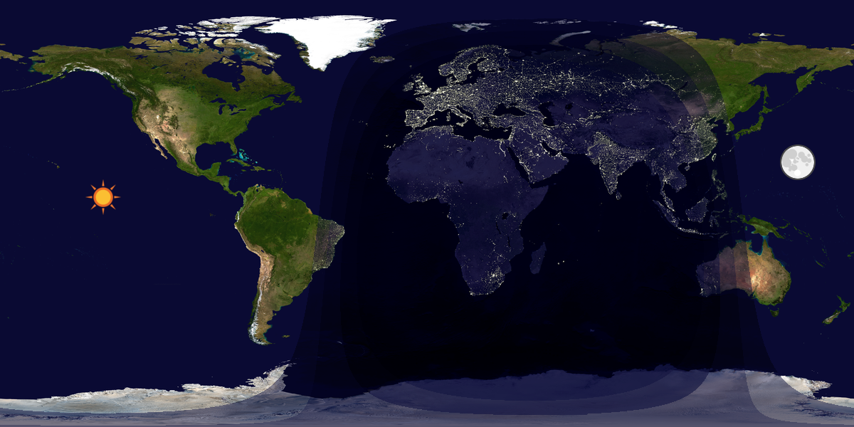 Verdenskart som viser dag og natt 