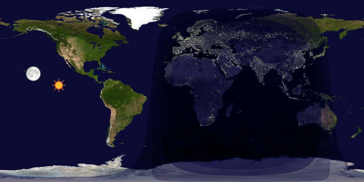 Verdenskart som viser dag og natt 