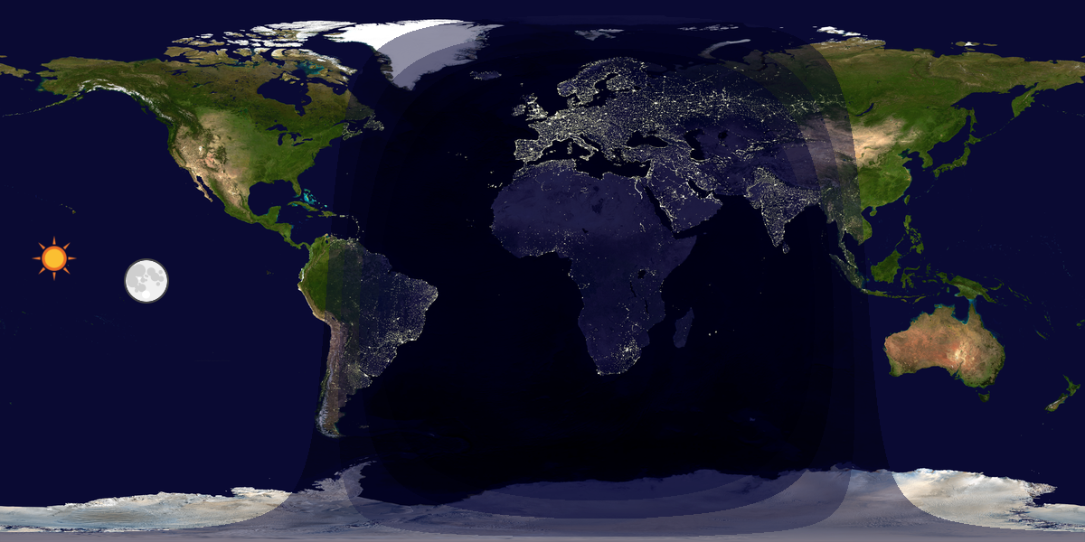 Verdenskart som viser dag og natt 