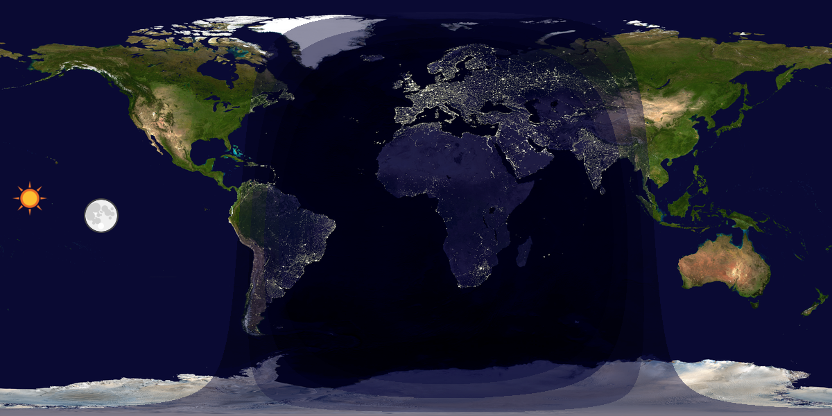 Verdenskart som viser dag og natt 
