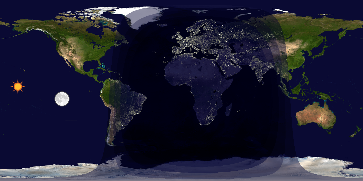 Verdenskart som viser dag og natt 