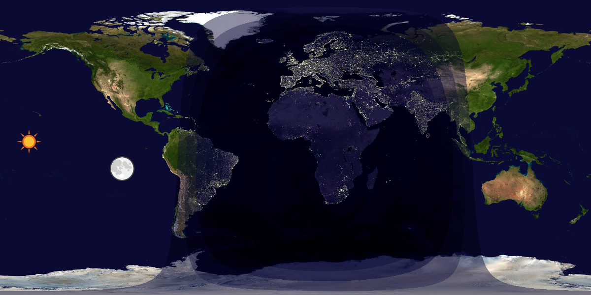 Verdenskart som viser dag og natt 