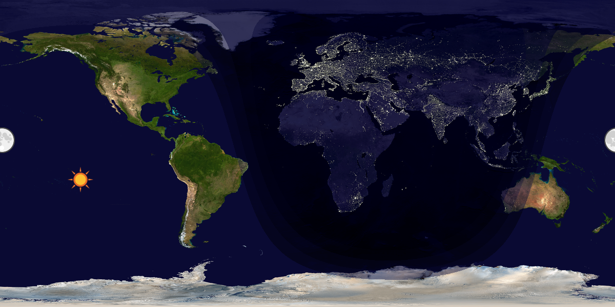 Verdenskart som viser dag og natt 