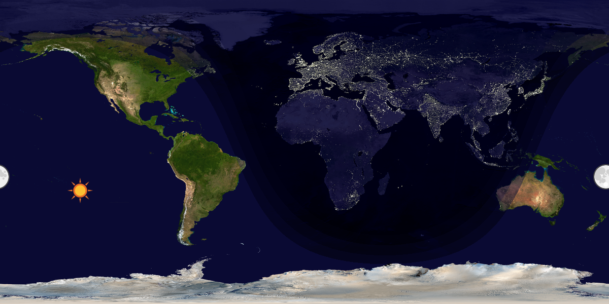 Verdenskart som viser dag og natt 