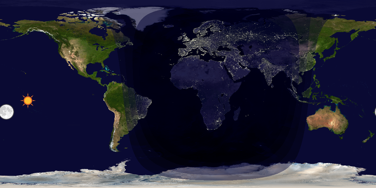 Verdenskart som viser dag og natt 