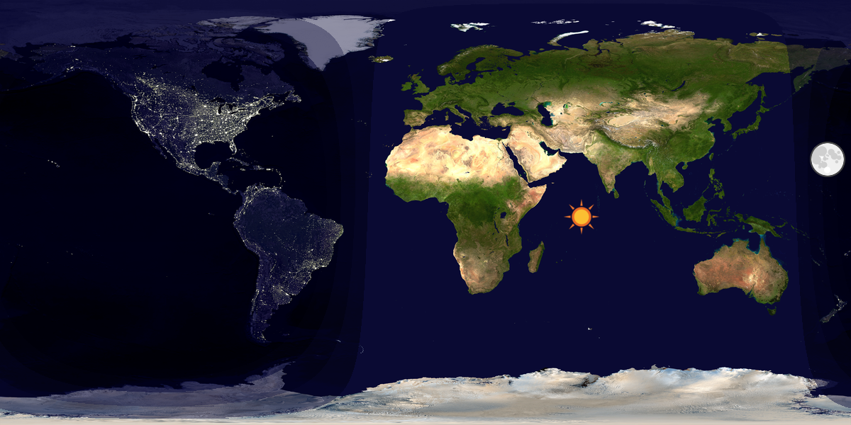 Verdenskart som viser dag og natt 