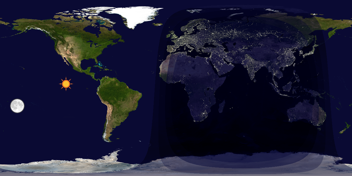 Verdenskart som viser dag og natt 