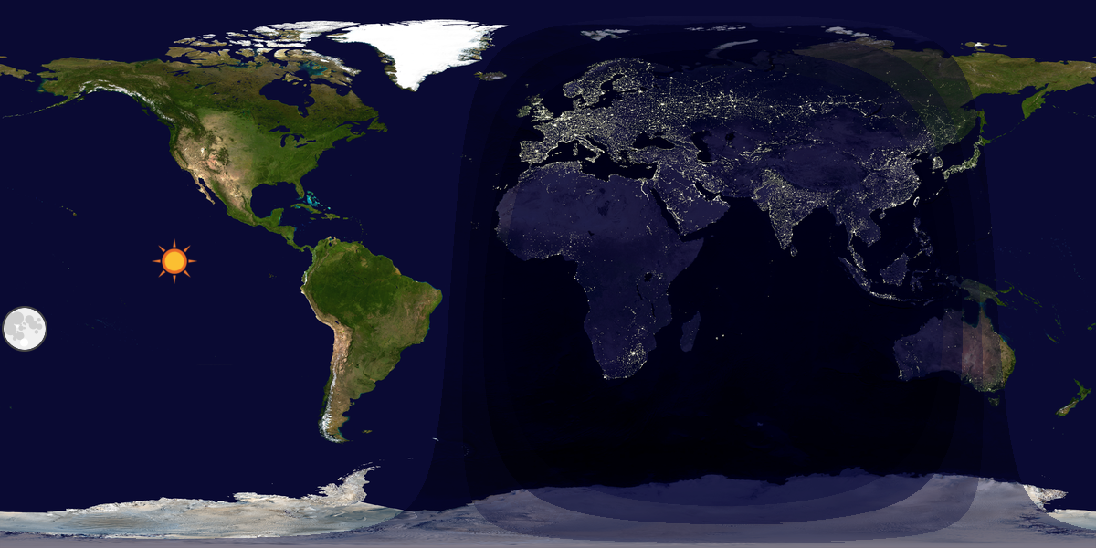 Verdenskart som viser dag og natt 