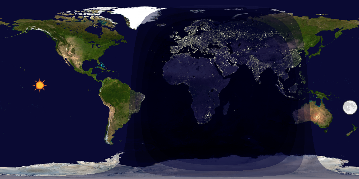 Verdenskart som viser dag og natt 