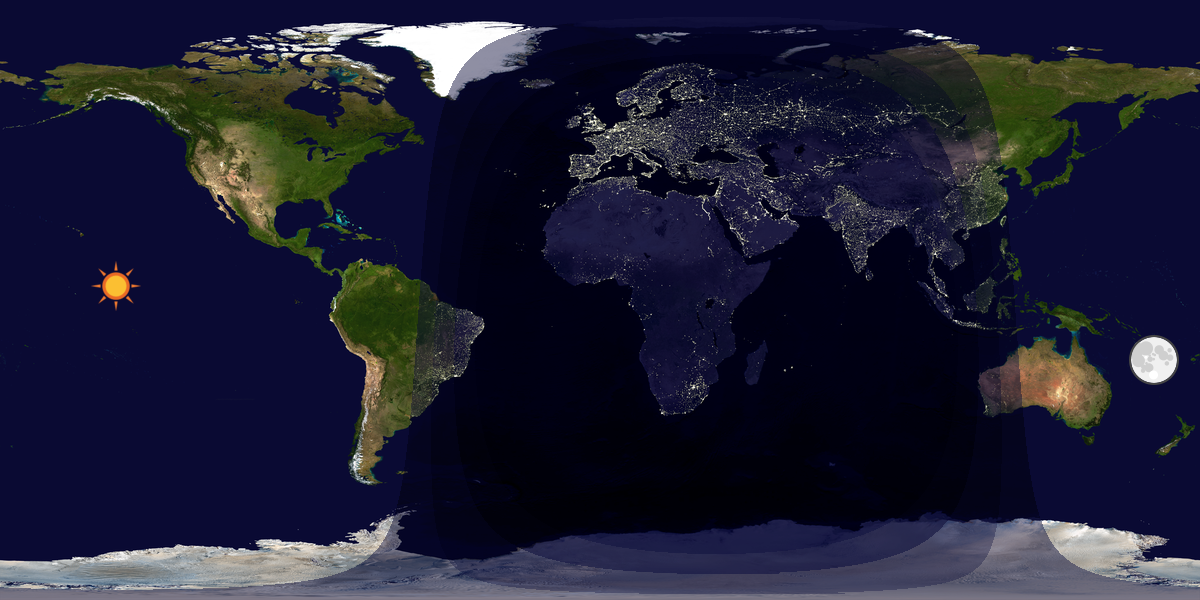 Verdenskart som viser dag og natt 