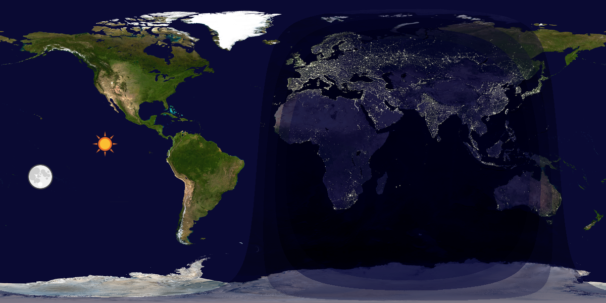 Verdenskart som viser dag og natt 