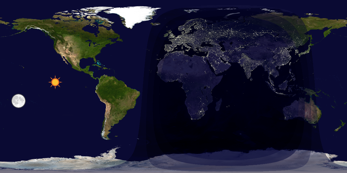 Verdenskart som viser dag og natt 