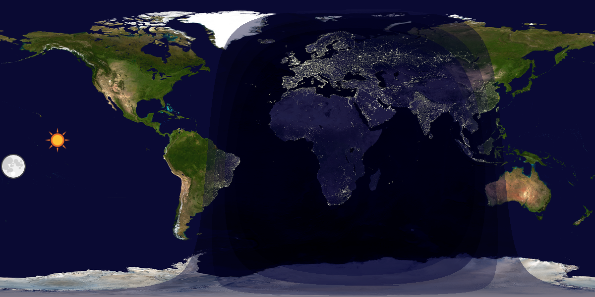 Verdenskart som viser dag og natt 