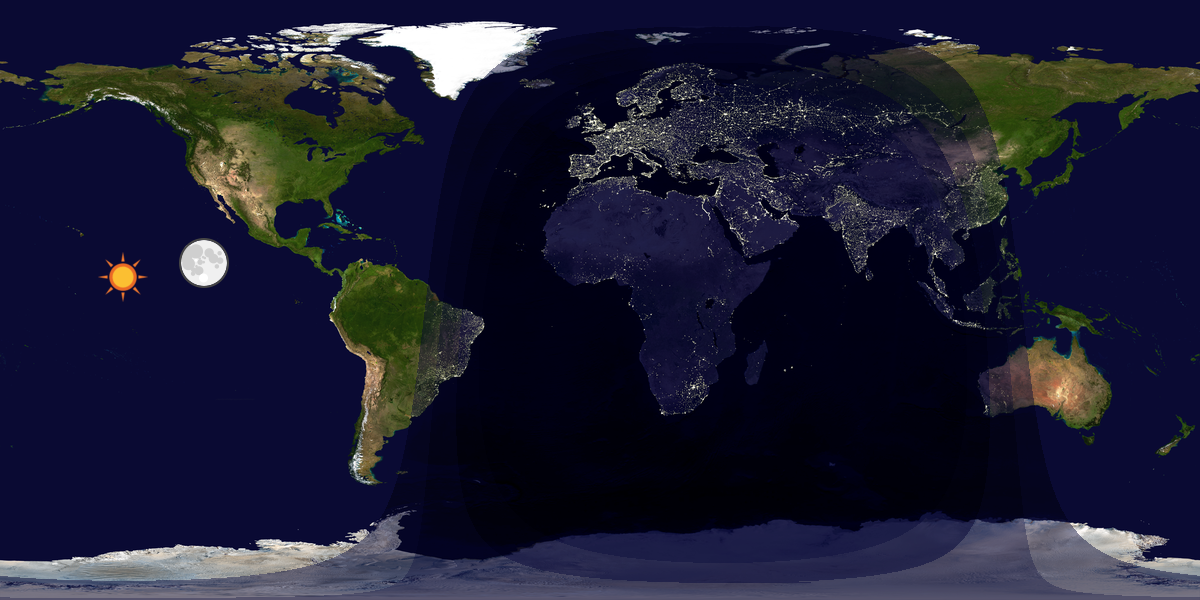 Verdenskart som viser dag og natt 