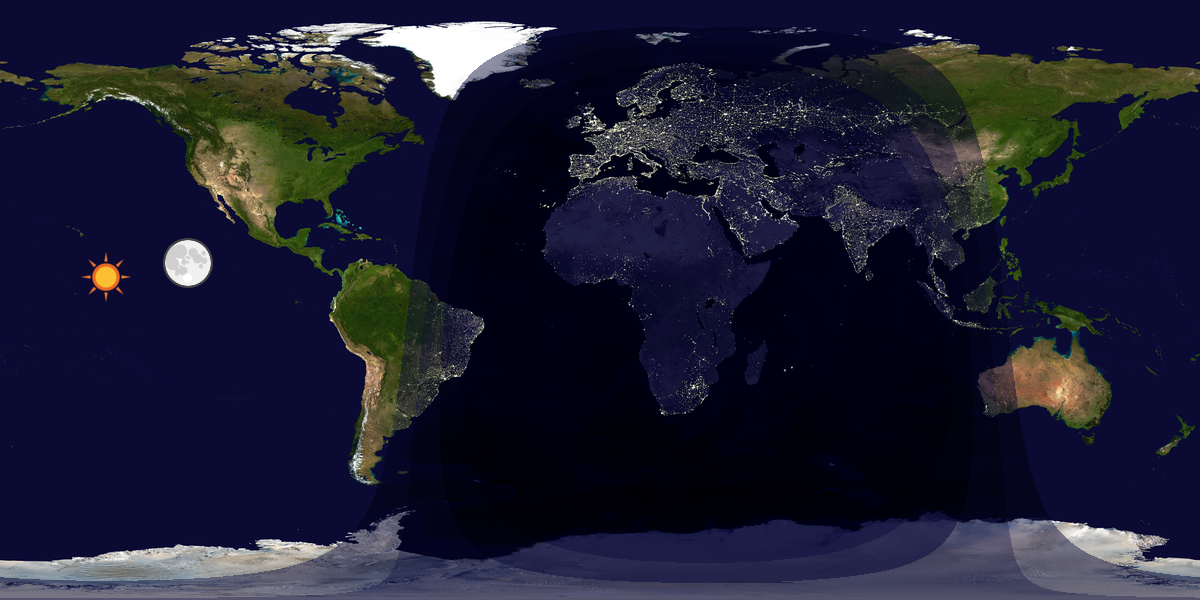 Verdenskart som viser dag og natt 