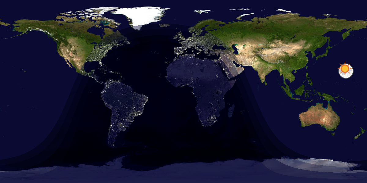 Verdenskart som viser dag og natt 