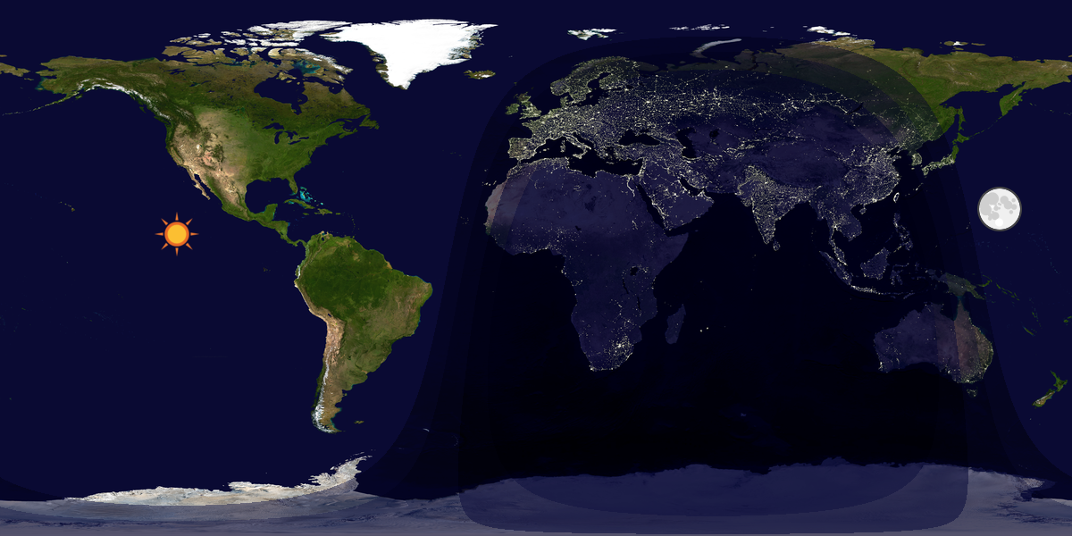 Verdenskart som viser dag og natt 