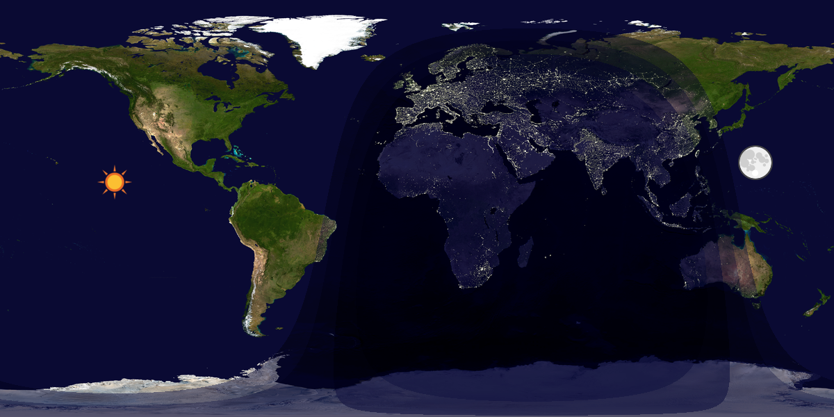 Verdenskart som viser dag og natt 