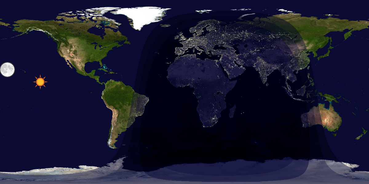 Verdenskart som viser dag og natt 