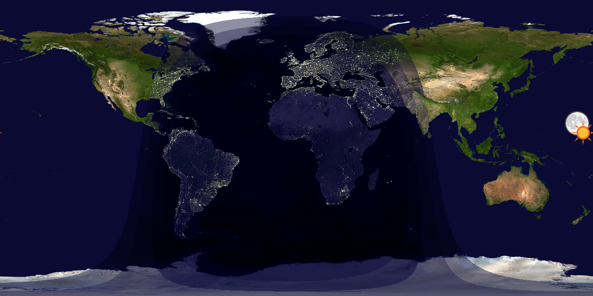 Verdenskart som viser dag og natt 
