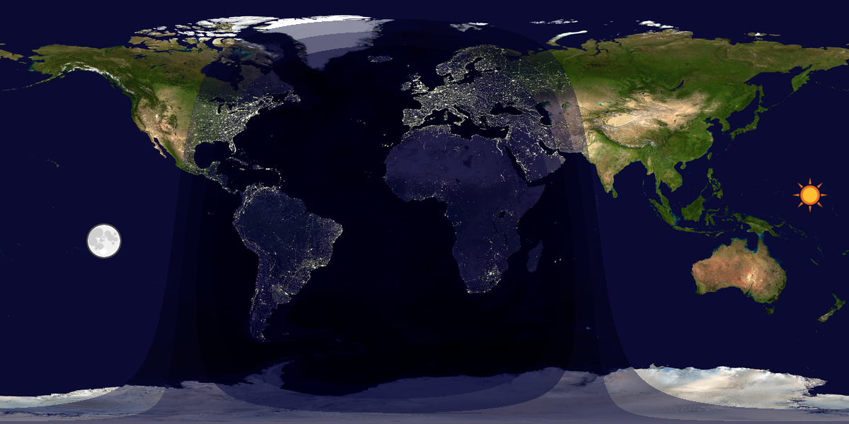 Verdenskart som viser dag og natt 