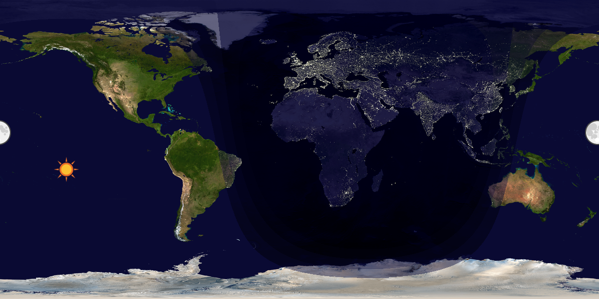 Verdenskart som viser dag og natt 