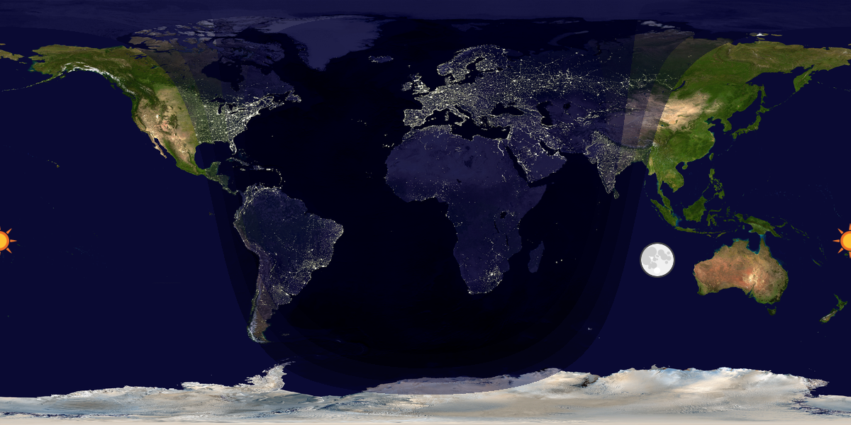 Verdenskart som viser dag og natt 