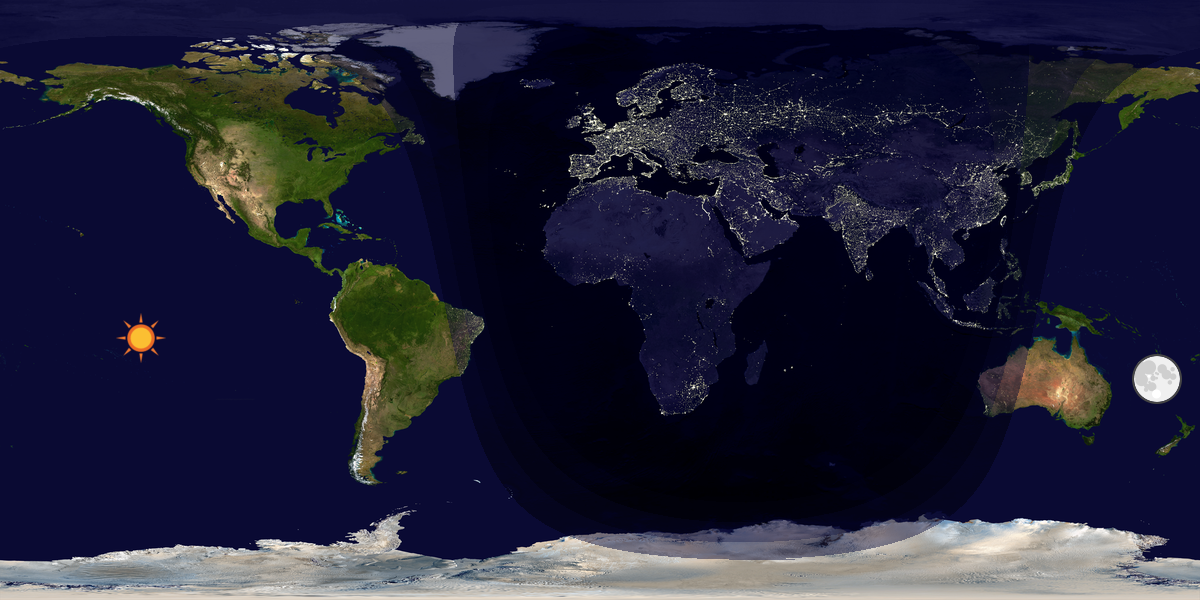 Verdenskart som viser dag og natt 