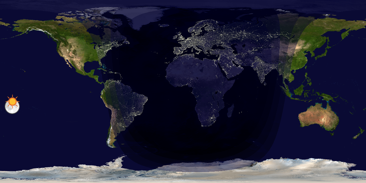 Verdenskart som viser dag og natt 