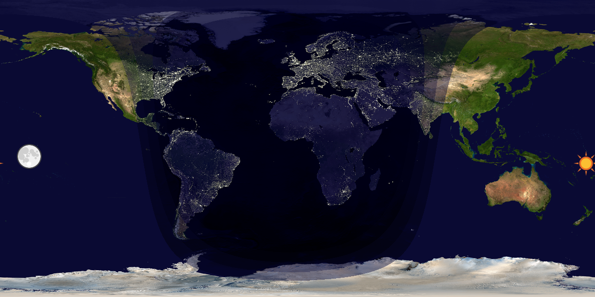 Verdenskart som viser dag og natt 