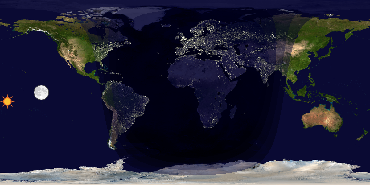 Verdenskart som viser dag og natt 