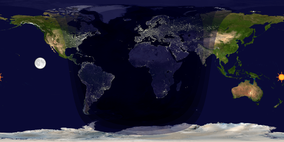 Verdenskart som viser dag og natt 