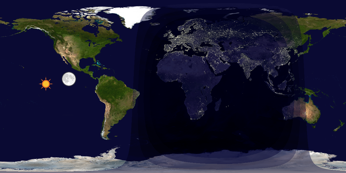 Verdenskart som viser dag og natt 