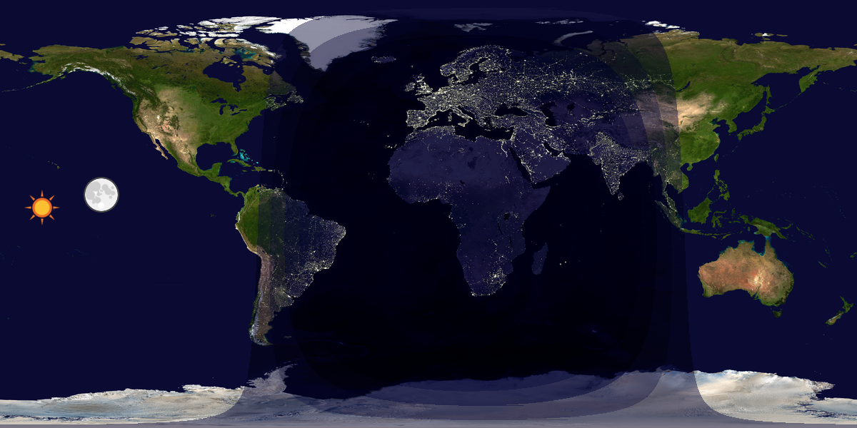 Verdenskart som viser dag og natt 
