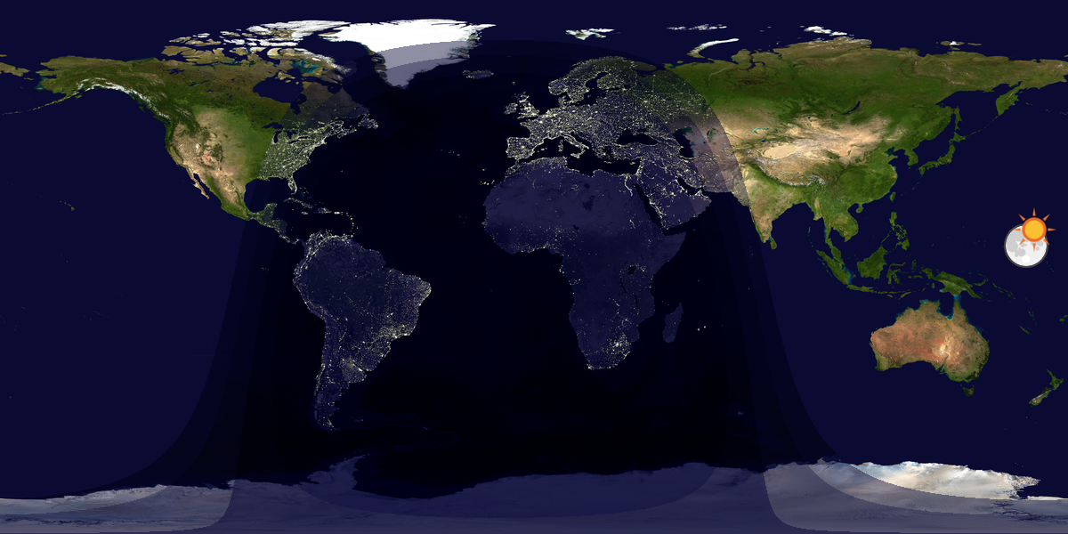 Verdenskart som viser dag og natt 