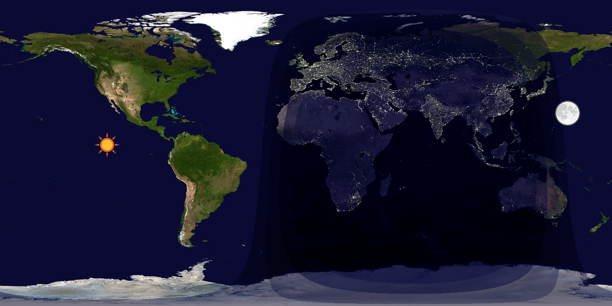 Verdenskart som viser dag og natt 