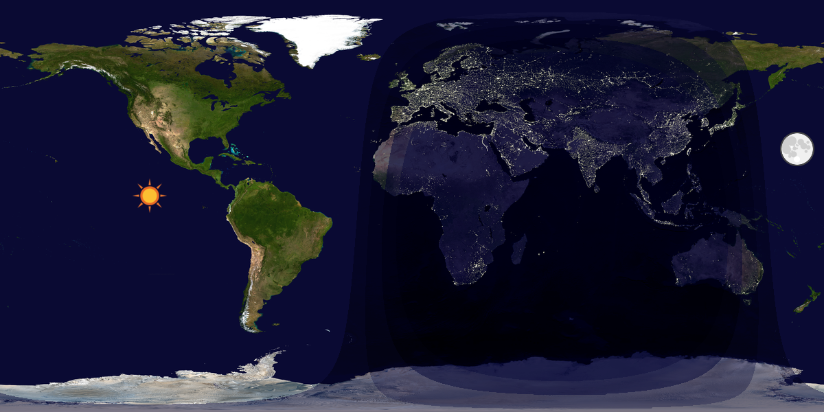 Verdenskart som viser dag og natt 